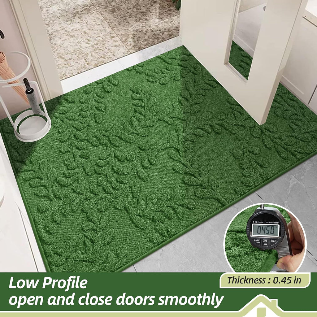Dirt Trapper Door Mats 24" x 36", Non-Slip Doormat, Green | TPR Backing Dog Door Mat, Super Absorbent Welcome Mat for