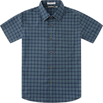 Boys Casual Button Down Shirts Short Sleeve Wrinkle Free Way Stretch Dress Shirs Plaid Shirts for Kids