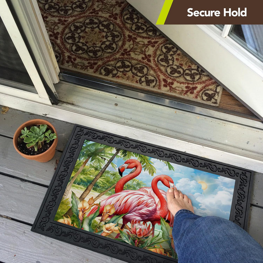 Outdoor Rubber Doormat Tray Floral Design