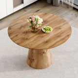 45'' Round Dining Table for 4, Mid-Century Modern Wood Dinner Table with Seamless One-Piece Top & Stable Conical