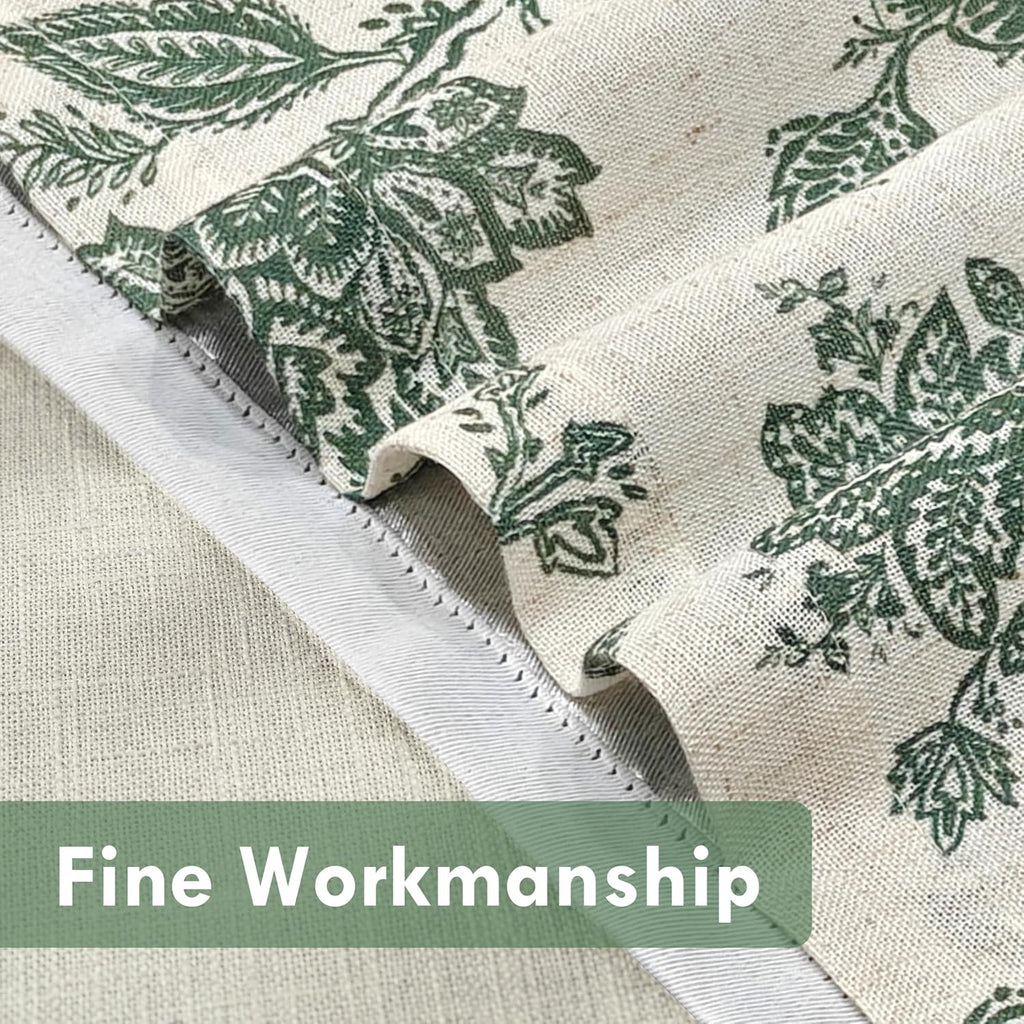 Freda Jacobean Floral Linen Blend Blackout Thermal Insulated Energy Saving Privacy Window Linen Curtain Valance Rod