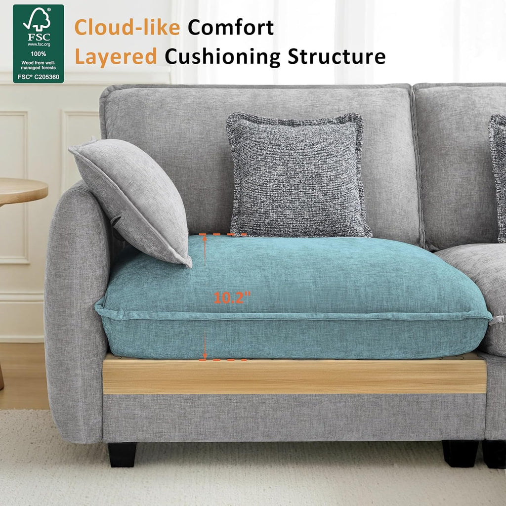MCombo Oversized Modular Sectional Sofa, FSC Certified L Shaped Cloud Sectional Couches for Living Room