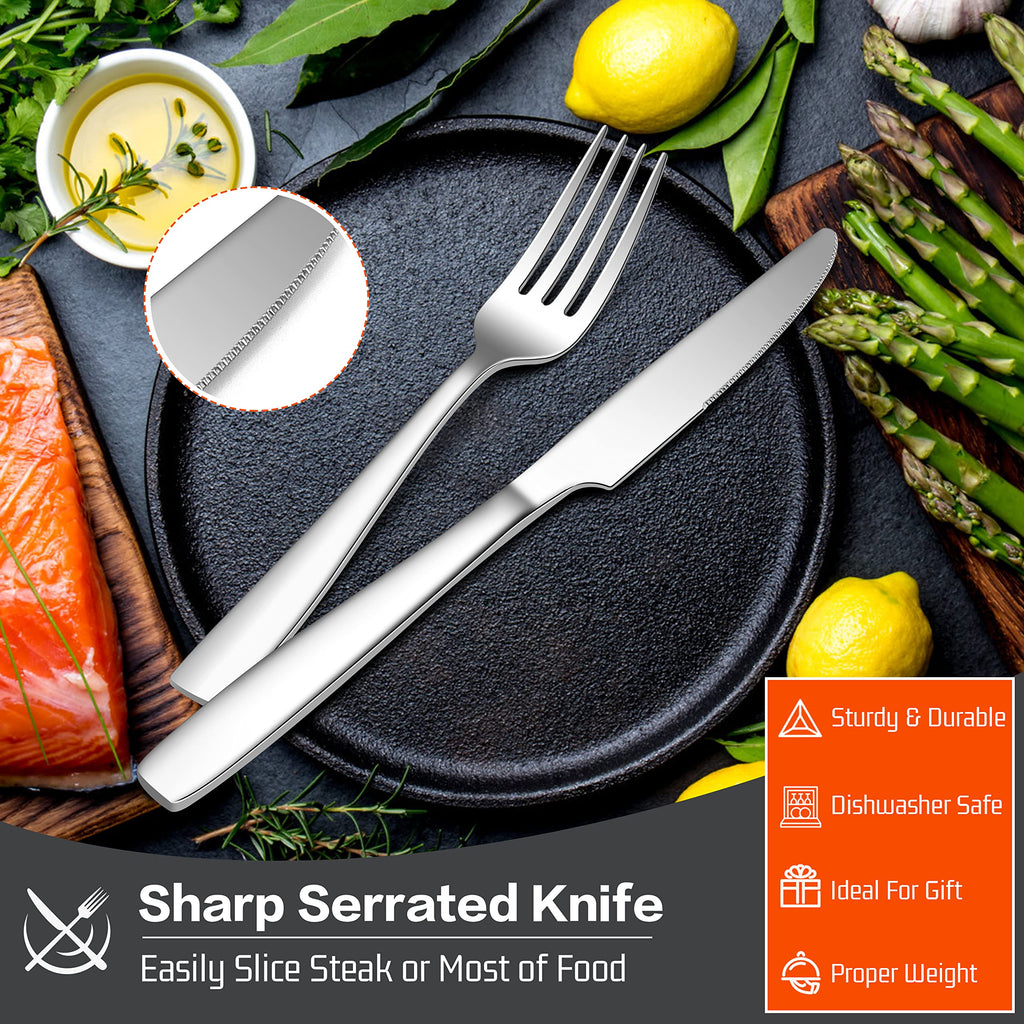 18/10 Stainless Steel Flatware, 60-Piece Silverware Set for 12