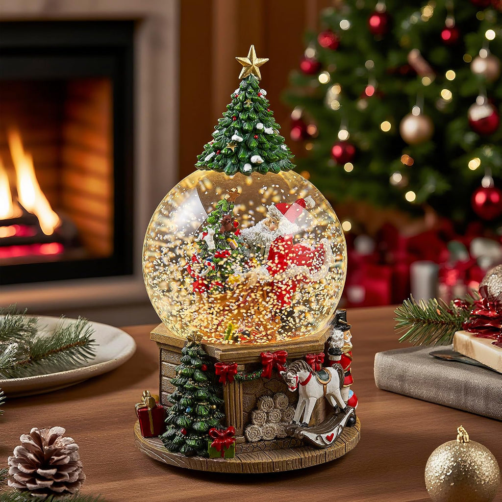 Lighted Christmas Tree Snow Globe Music Box Xmas Gifts Home Decoration