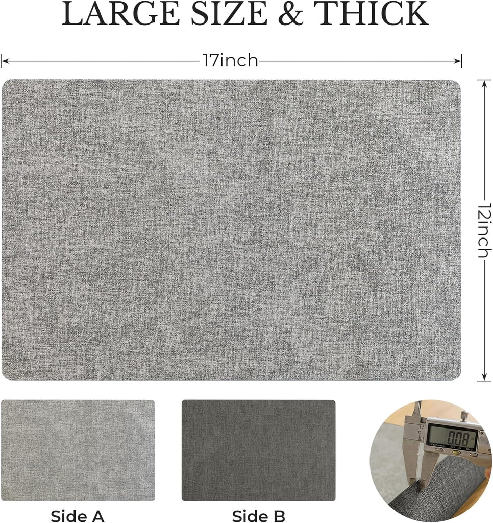 Vinyl Placemats, Reversible Faux Leather Heat Resistant Wipeable Table Mats, Waterproof Washable Non-Slip - Set of 4