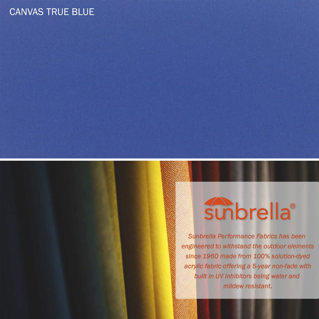 Umbrella 9' Rd Sunbrella Aluminum Patio Umbrella, Crank Lift, Auto Tilt, Bronze Pole, True Blue Fabric