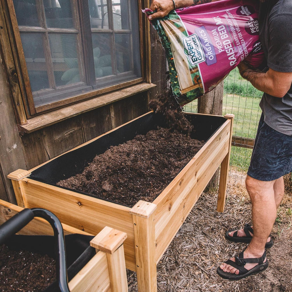 Expressions Wooden Raised Garden Bed|Elevated Planter Box with Included Bed Liner|Outdoor Vegetable, Flower, and Herb