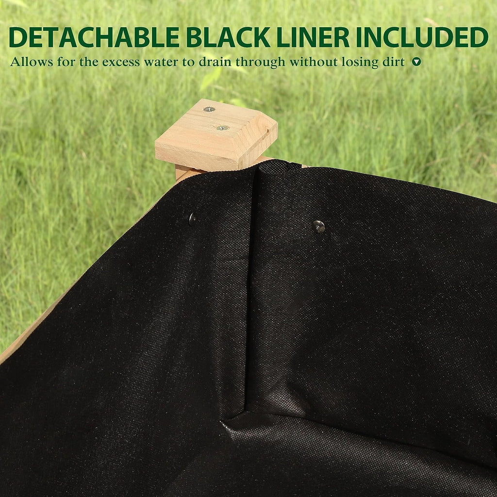 48"W x 24"D x 30"H Raised Garden Bed, Cedar Garden Bed with Detachable Black Liner, Drainage Holes, Raised Garden