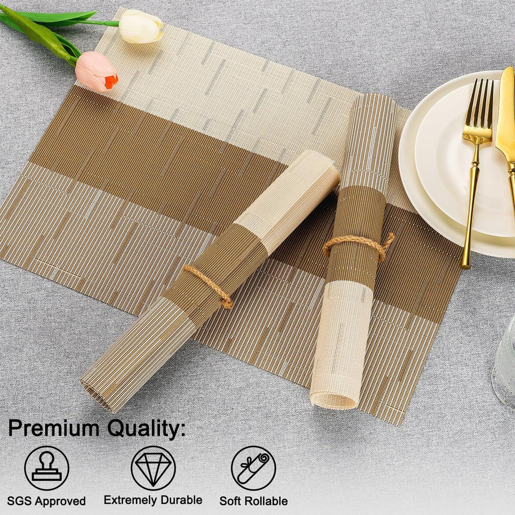 Placemats, Vinyl Woven Heat-Resistant Place Mats - Set of 6