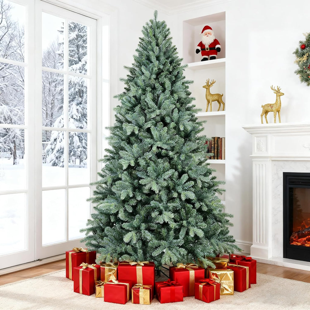 Blue Spruce Artificial Christmas Tree, Premium Unlit Christmas Tree with 2458 PE & PVC Mixed Branch Tips, Memory