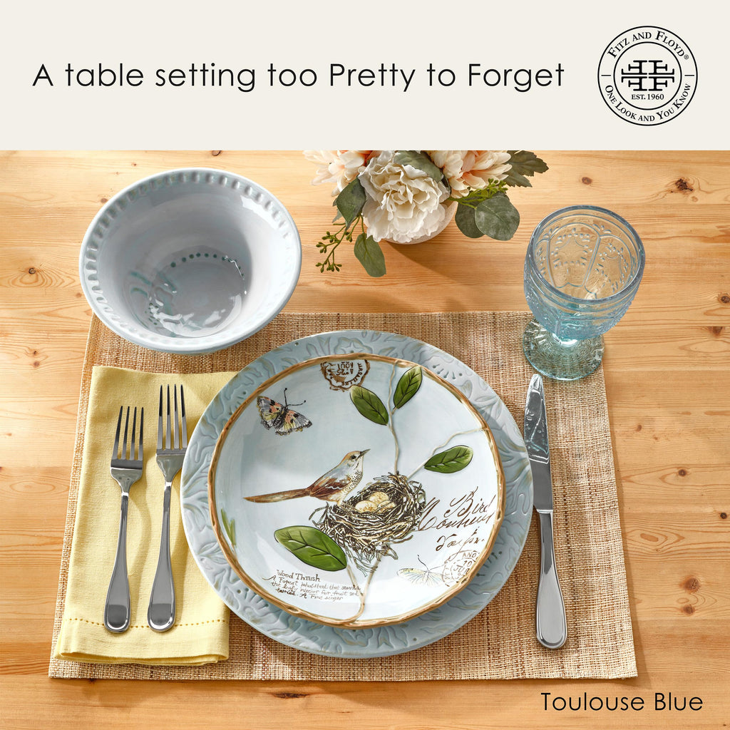 And Floyd Toulouse Blue 12 Piece Dinnerware Set, Service for 4