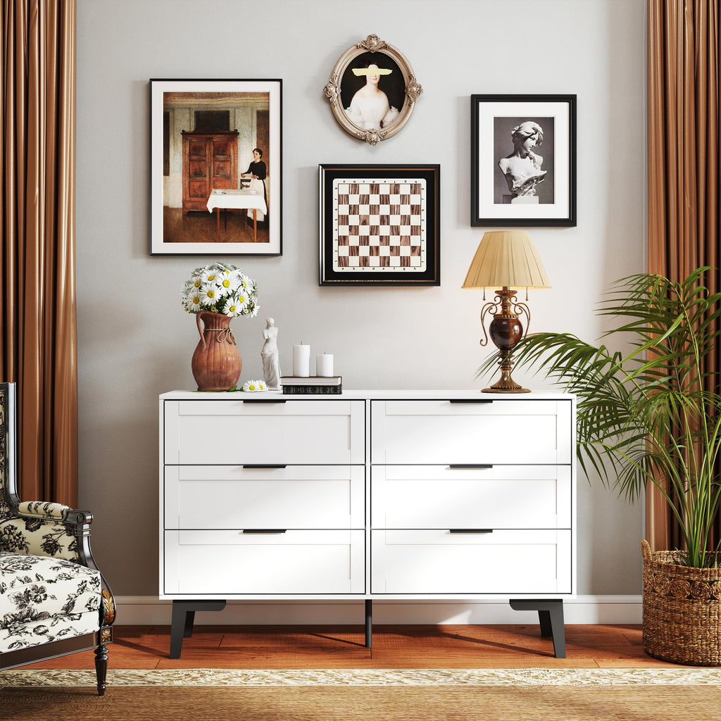 6 Drawer Modern White Chest of Drawers