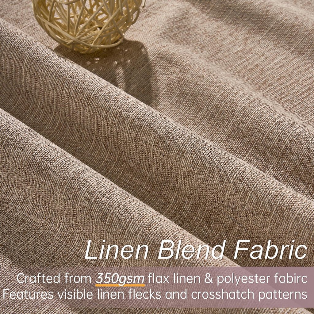 Taupe Burlap Linen Blackout Curtains 63 Inches Long 2 Panels for Small Window Boho Farmhouse Linen Blend Texture