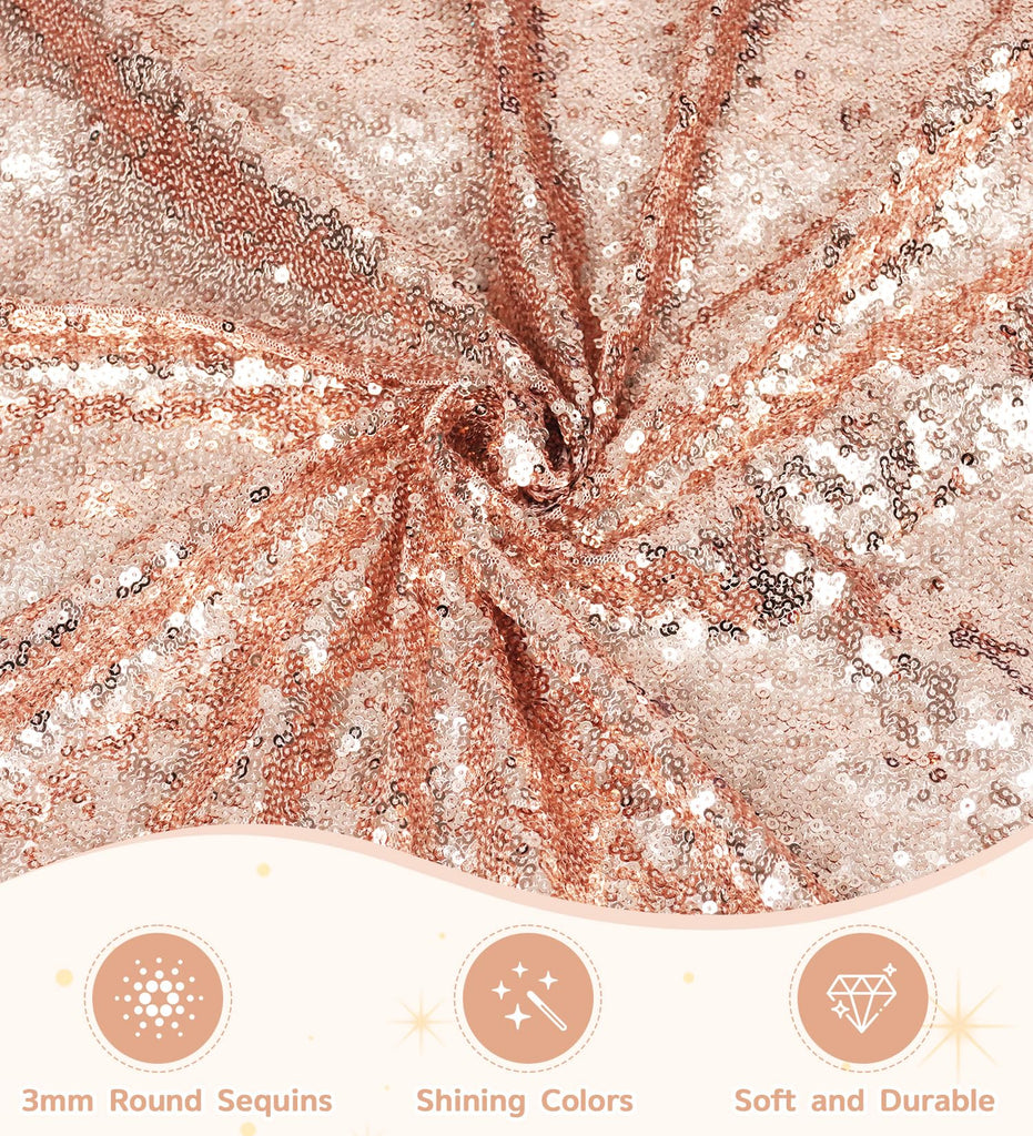 60" x 120" Rose Gold Rectangle Sequin Tablecloth for Party Dinner Banquet Festival Wedding Anniversary Exhibition