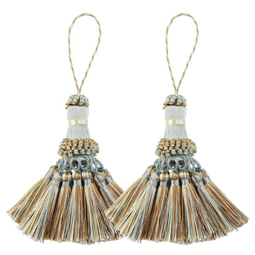 Key Tassel 2 Pack Blue Handmade Craft Tassels Charms