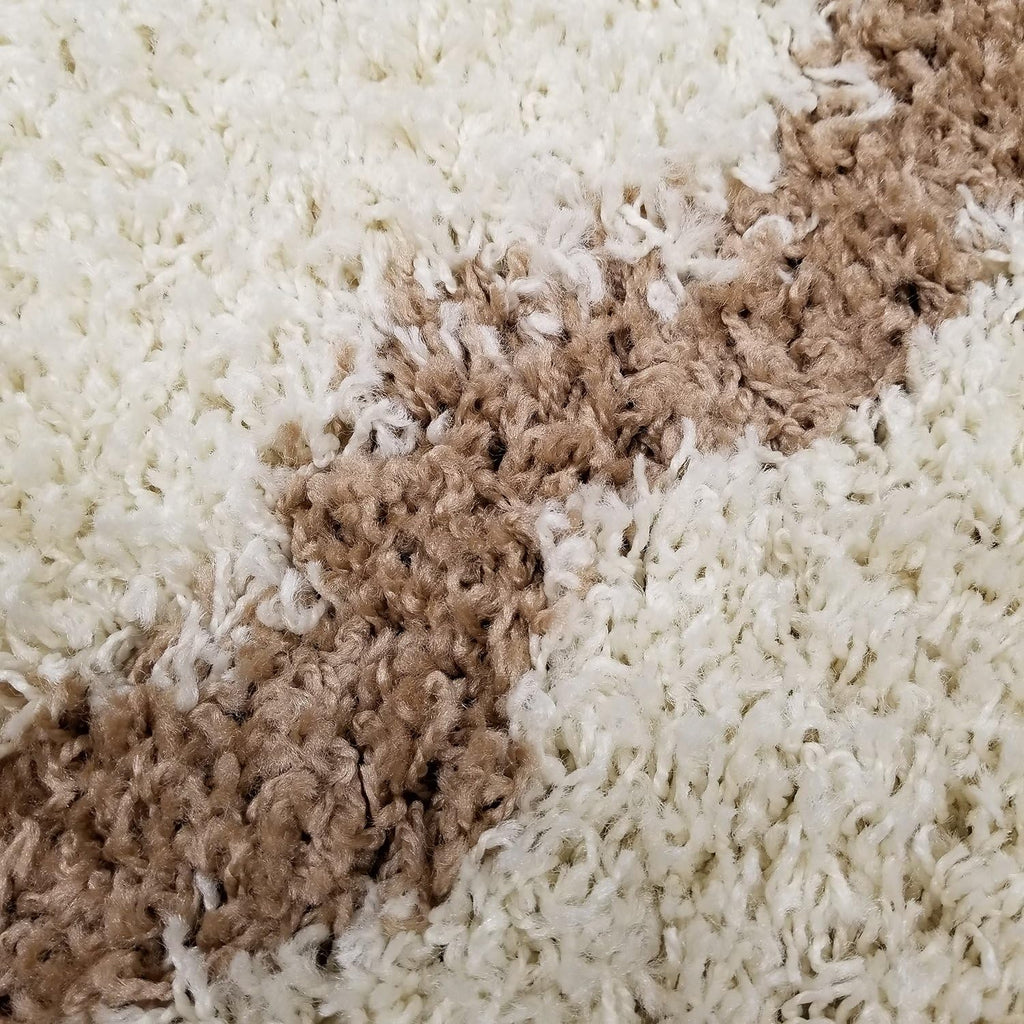 Shag Area Rug, New Moroccan Trellis Ivory, Everyday Use, (60 inch x 84 inch)