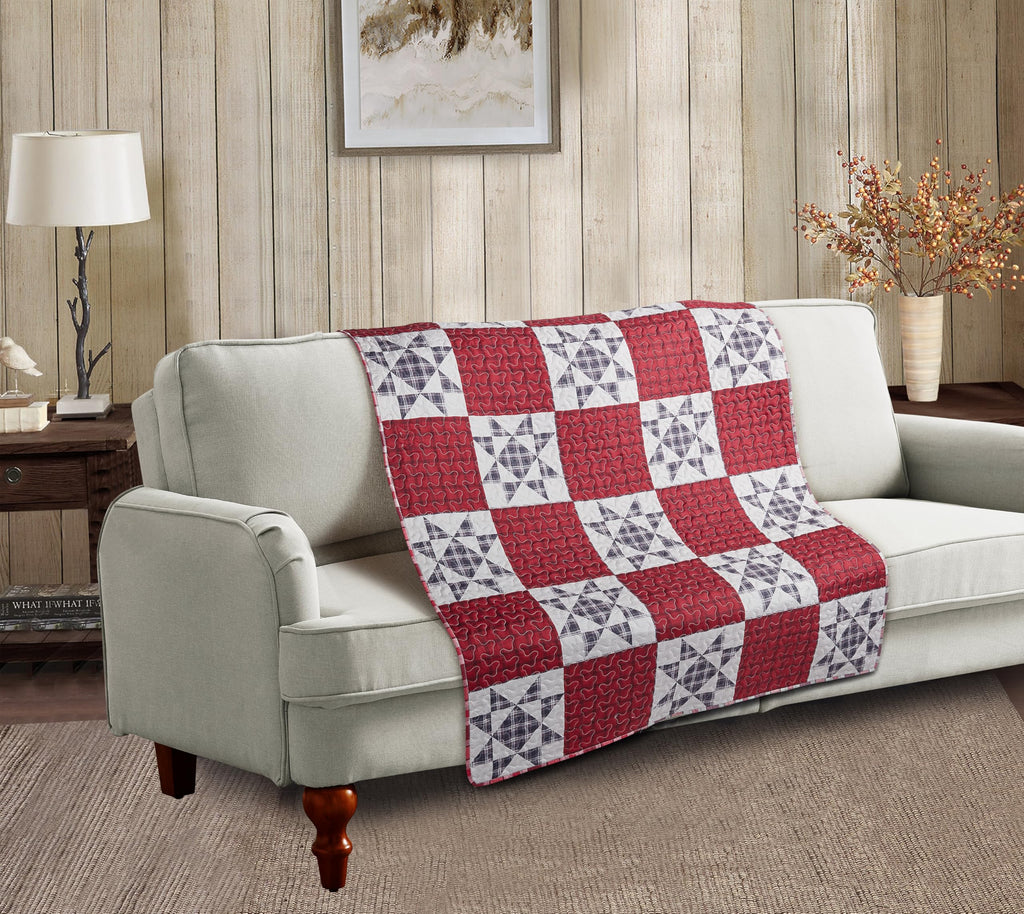 Hillcrest - Quilted Throw Blanket 50"x60" - Lightweight Throw Quilt for Accent, Decor, or Bedding - Lodge-Themed