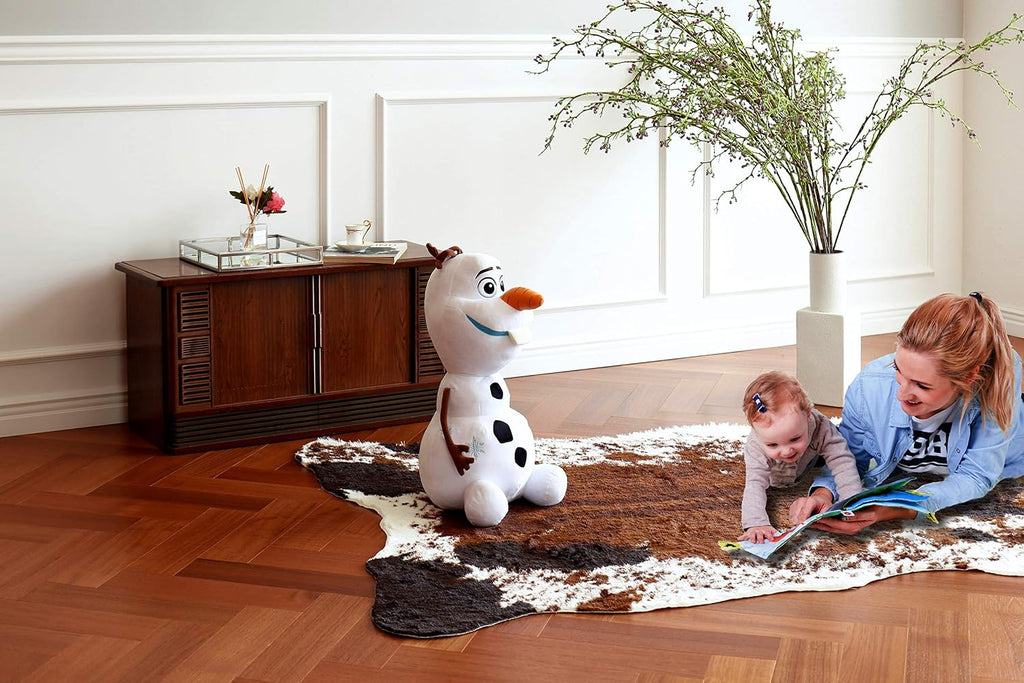 Faux Cowhide Rug Large (4.3ft x 5.6ft) - Non-Slip Backing, Cow Print Decor - Fireplace Hearth Rug, Wall Art