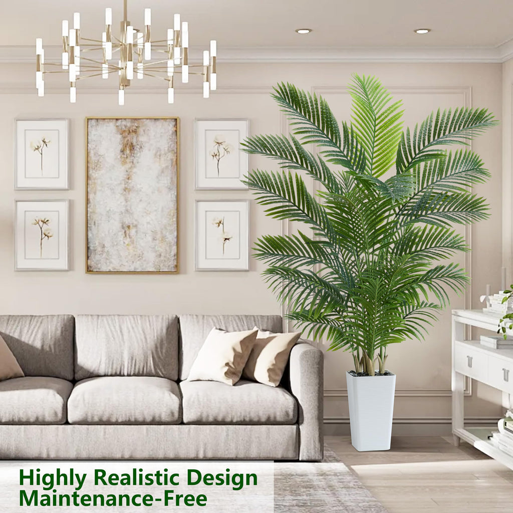 Artificial Palm Tree, 6FT Tall Faux Plants Indoor with White Planter