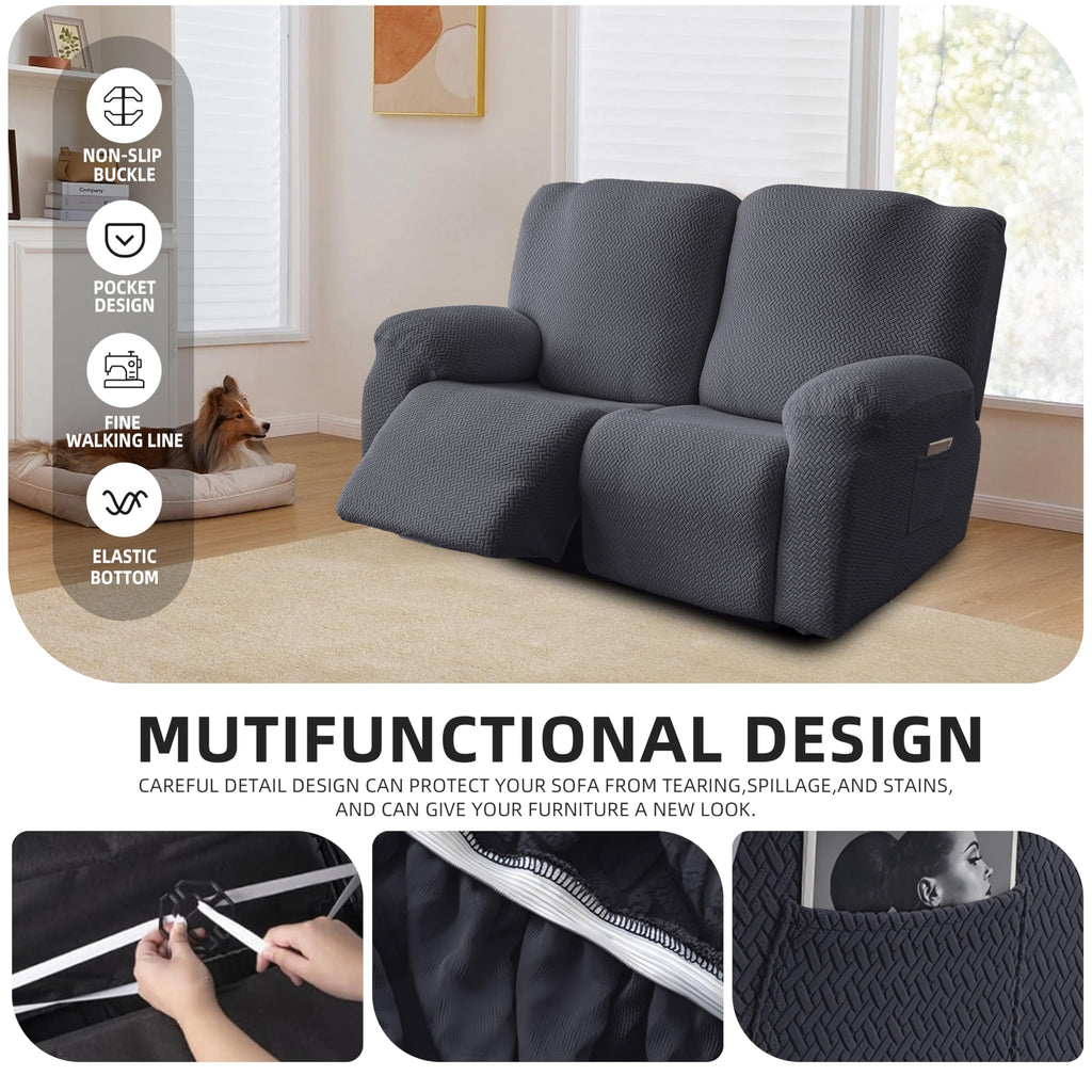 Recliner Loveseat Covers, 2 Seater Couch Cover, Dark Gray