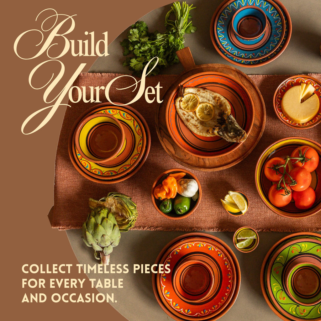 Spanish Terracotta 5-Piece Small Dinner Plate Set (European Size), Multicolor