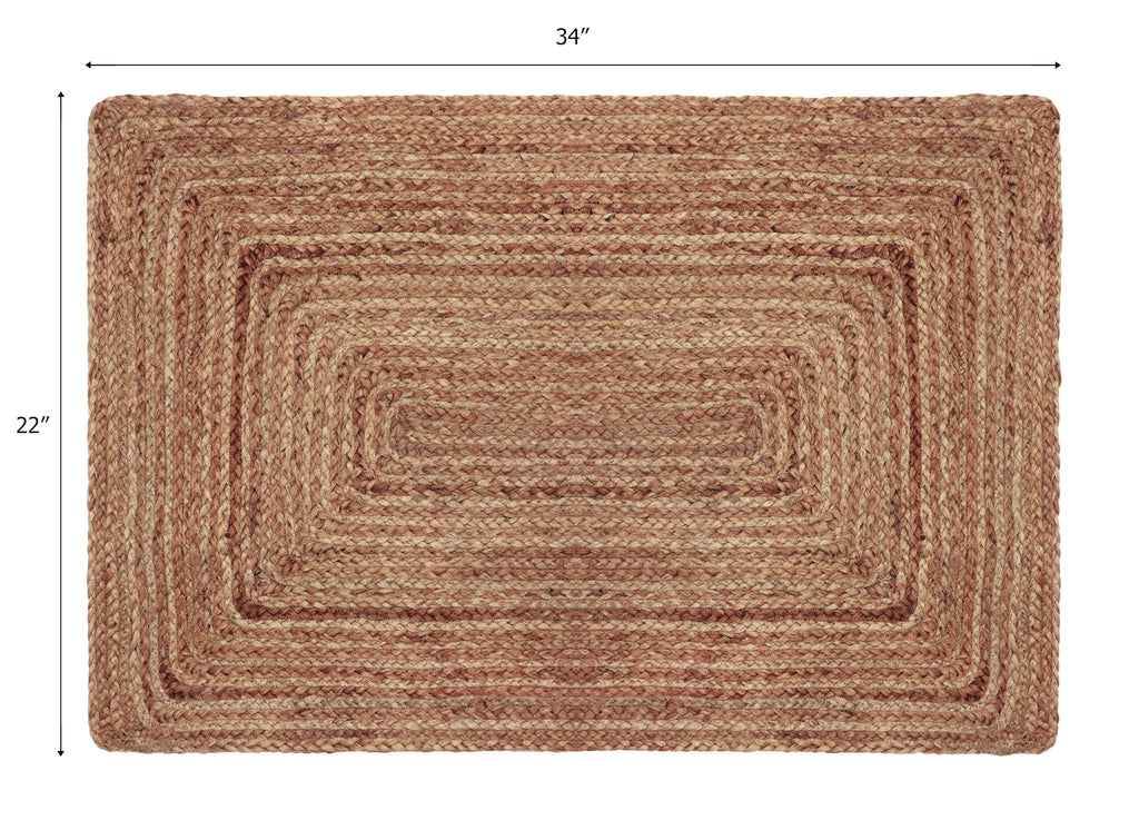 Jute Rug - Braided Handwoven 100% Jute Door Mat - 22x34 inches