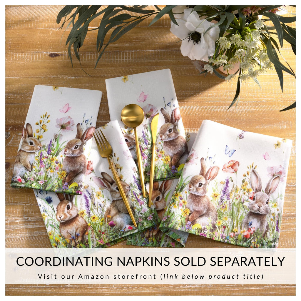 Bunny Blossom Easter Tablecloth, Multicolor - 60" W x 144" L