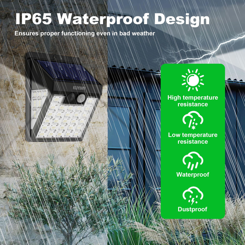 Solar Lights Outdoor, 72 LED Motion Sensor Wall Light, IP65 Waterproof and 3 Lighting Modes, Solar Powered Security