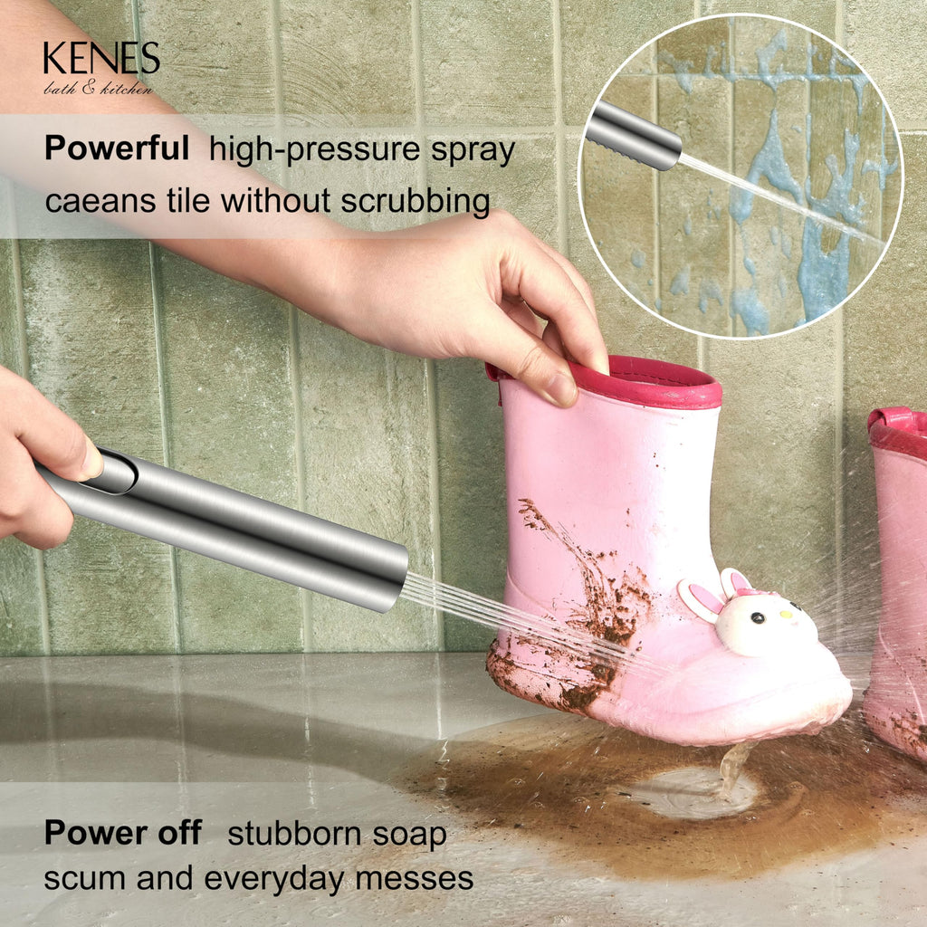 Brushed Nickel Square Rain Shower System Faucet Set with Handheld