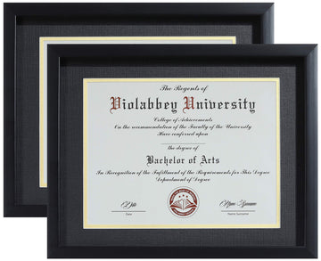 8.5 x 11 Diploma Frame Black 2 Pack Degree Document Wall Tabletop