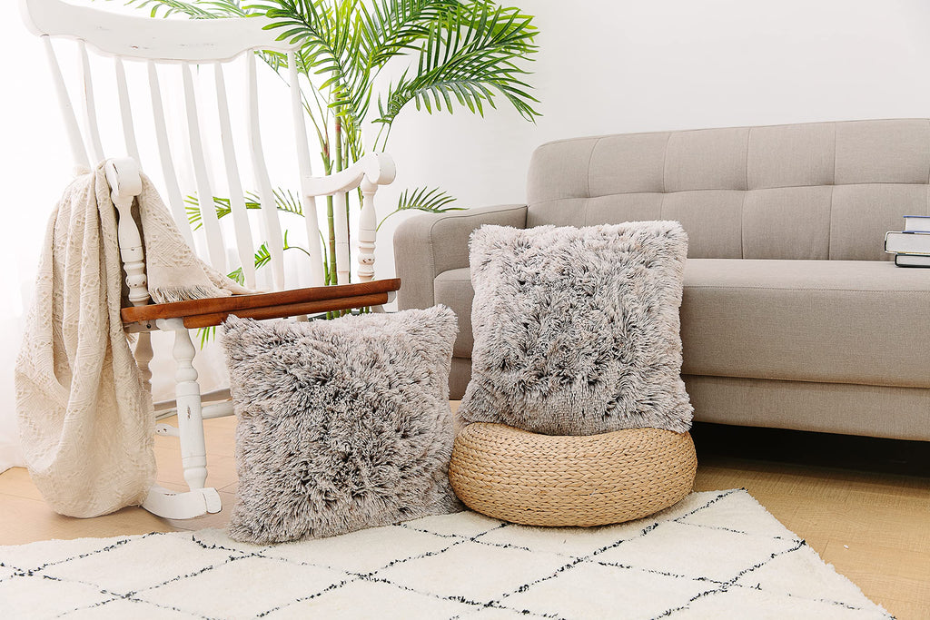Faux Fur Throw Pillow Covers for Couch Decorative Pillows 22x22 Inches