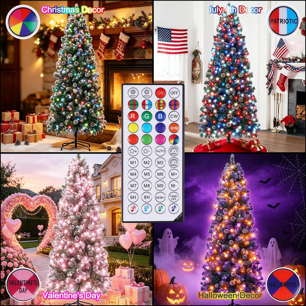 Pre-Lit Pencil Christmas Tree with 305 LED Smart RGB Lights