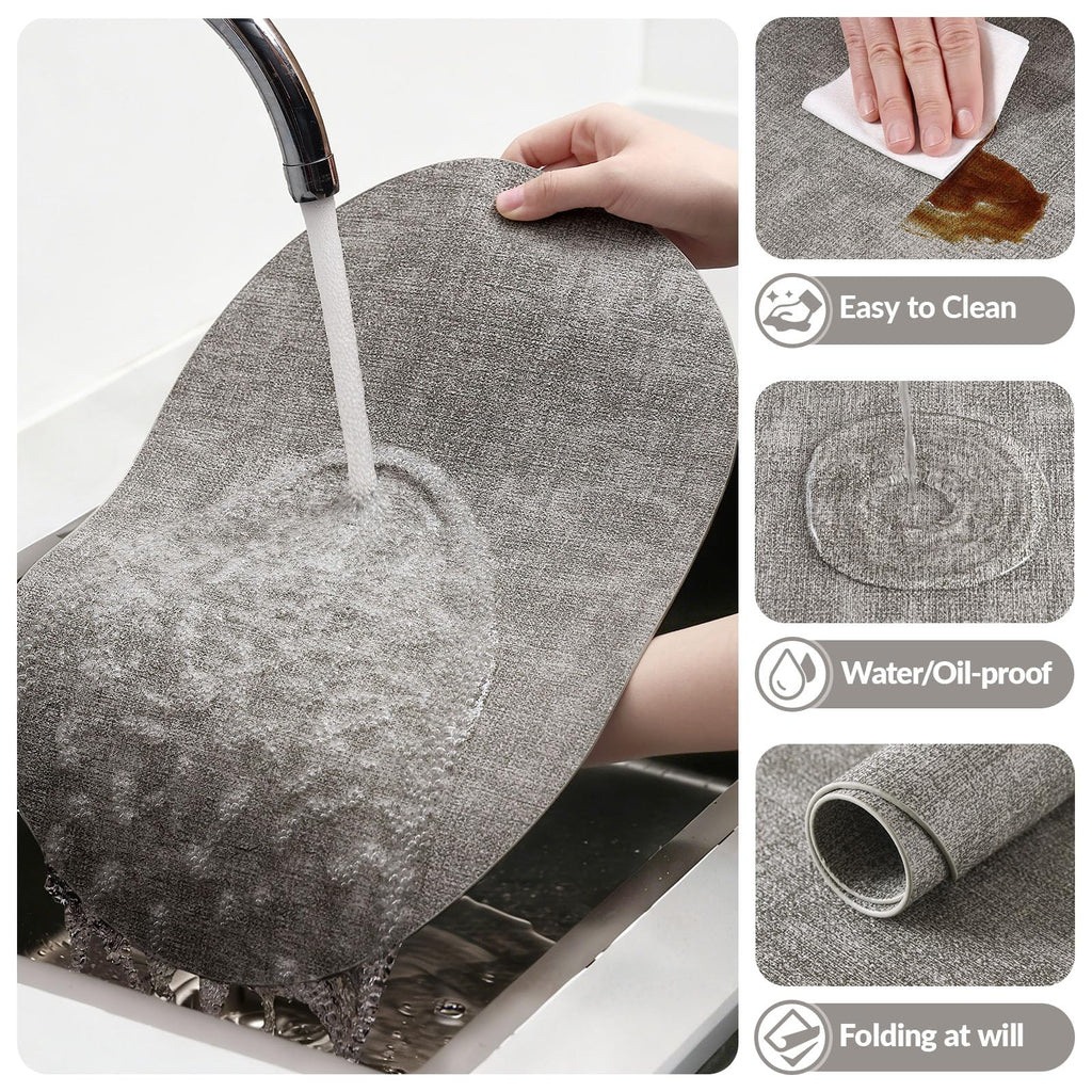 Heat Resistant Oval Placemats Set of 4, Light Grey