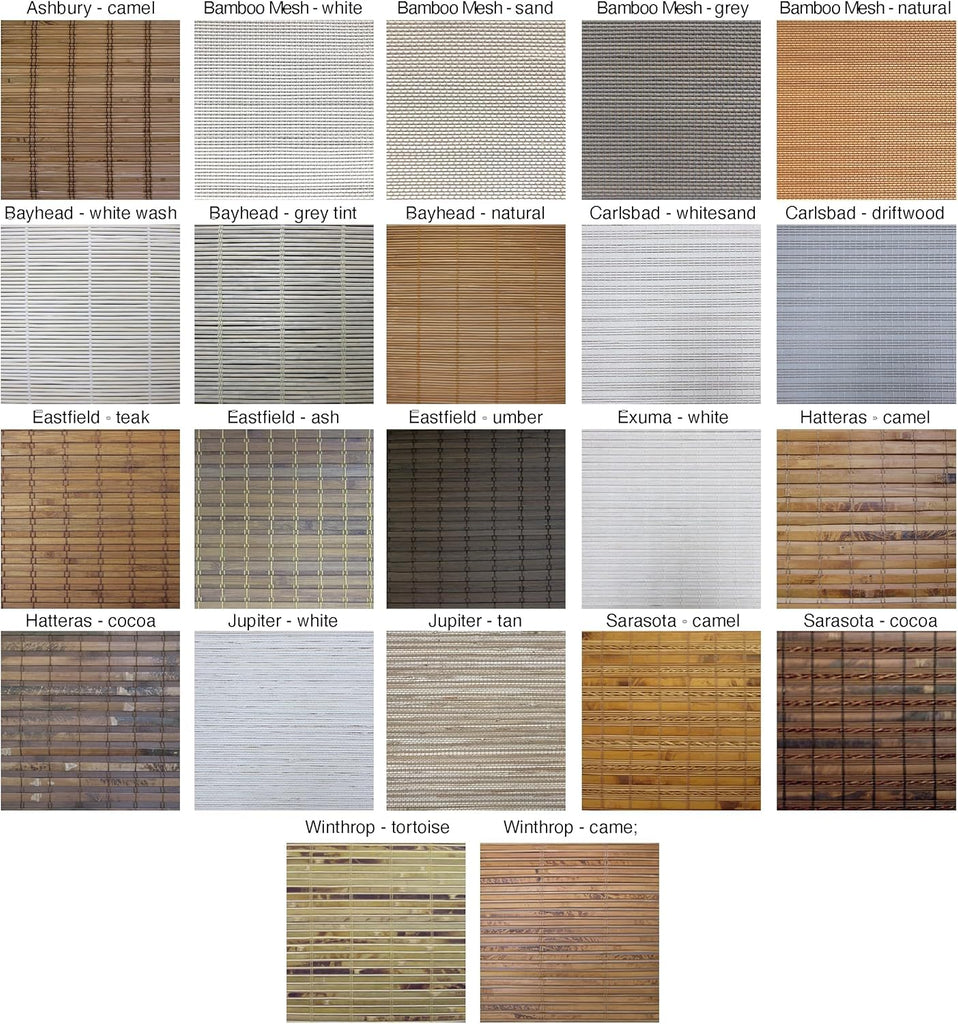 Cordless Woven Wood Roman Shades, Bamboo Shades Sizes 20 to 72 Wide and 24 to 72 High, Bamboo Mesh Natural
