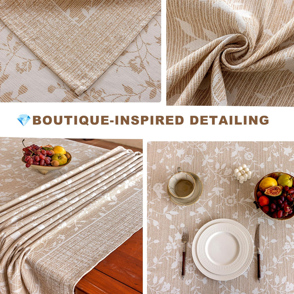 French Country Beige Floral Tablecloth Rectangle 60"x75"