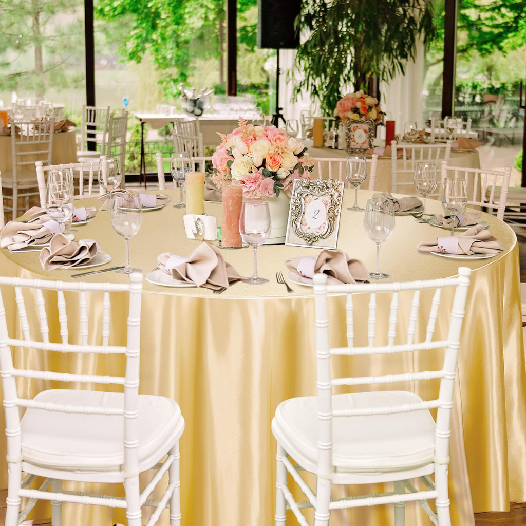 2 Pieces Round Satin Tablecloth 120 Inches Overlay Table Cover Smooth Fabric Table Decor Bright Silk Tablecloth for
