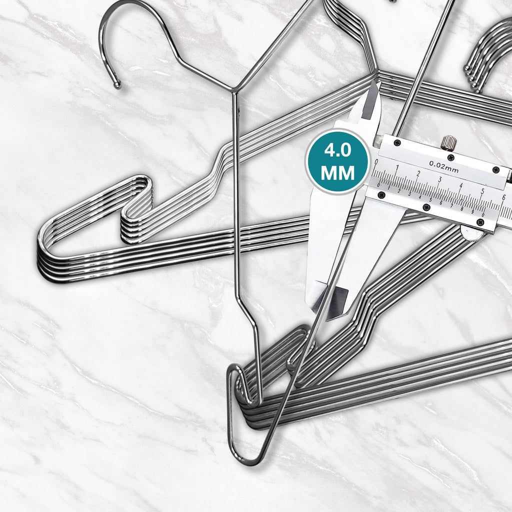 Chrome Metal Hangers, Heavy Duty Clothes Hangers with Non-Slip Grooves, Slim Space Saving Coat Hangers - 40 Pack