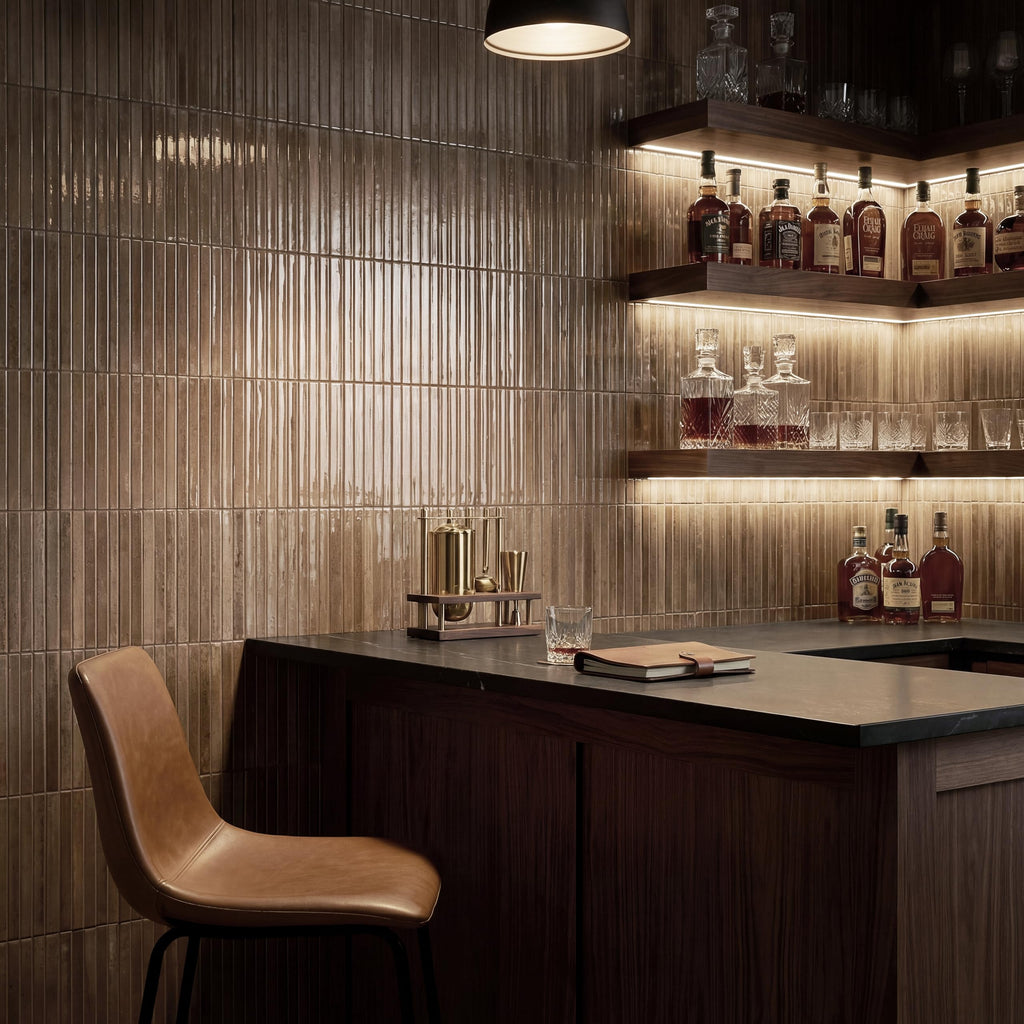 Porcelain Fluted Wall Tile | Marino Bronzed Mink | 5" x 10"