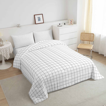 Buffalo Plaid Comforter Set Reversible Black Gray White