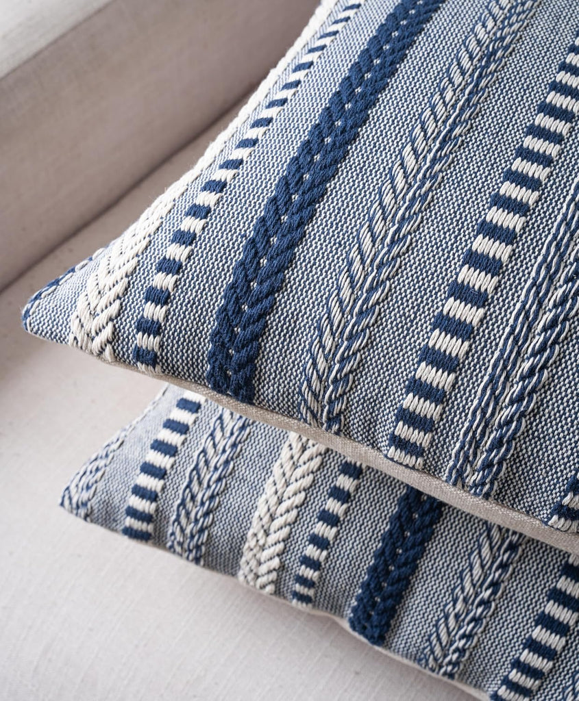 Boho Throw Pillow Covers 18x18 Inch Set of 2, Farmhouse Decorative Couch Pillow Cases, Navy Blue Accent Pillows of