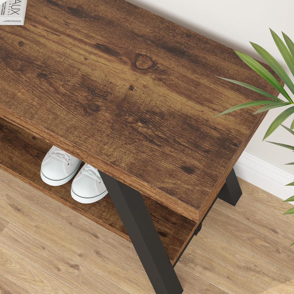 Rustic Entryway Bench with Storage, Hallway Bench, 47 in