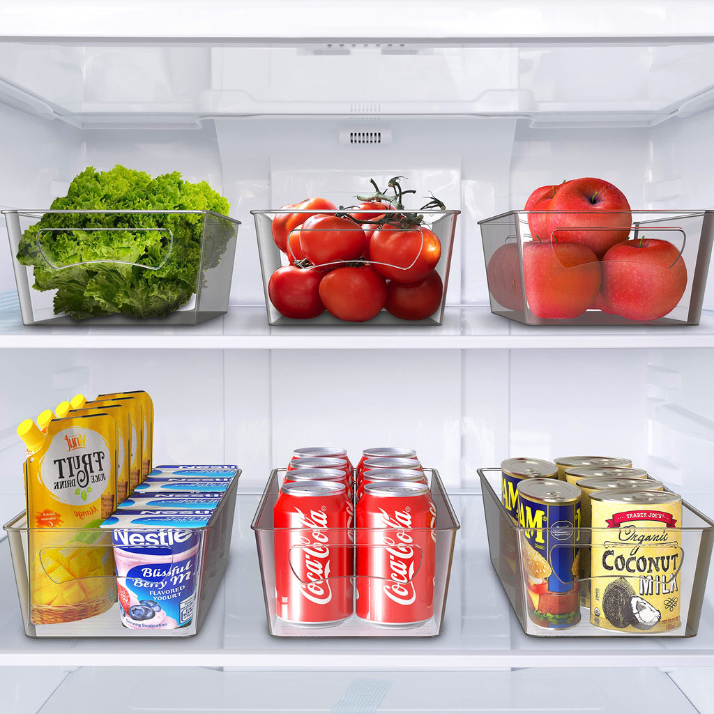 4 Pack Clear Fridge Storage Bins Organizer (12"x6.2"x3.4")