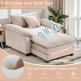 Modern Chaise Lounge Chair and Ottoman — Chenille