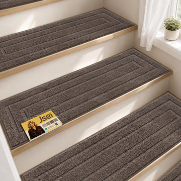 Non Slip Stair Treads for Wooden Steps 28" x 9", 15 pcs, Brown