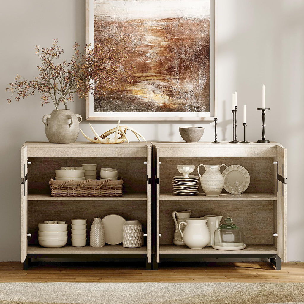 Sideboard Buffet Cabinets, Modern Sideboard with Adjustable Shelf and Metal Base, Coffee Bar Cabinet Storage Cabinet