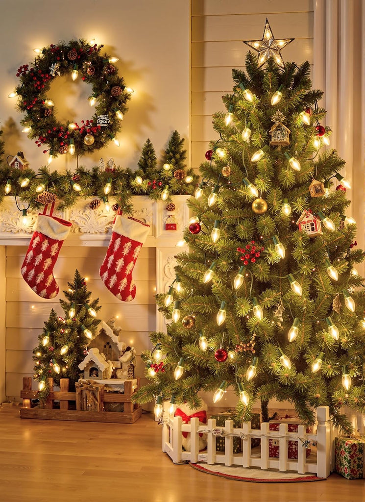 Vintage C9 Christmas Lights Outdoor, 200FT 200 LED String Lights Warm White
