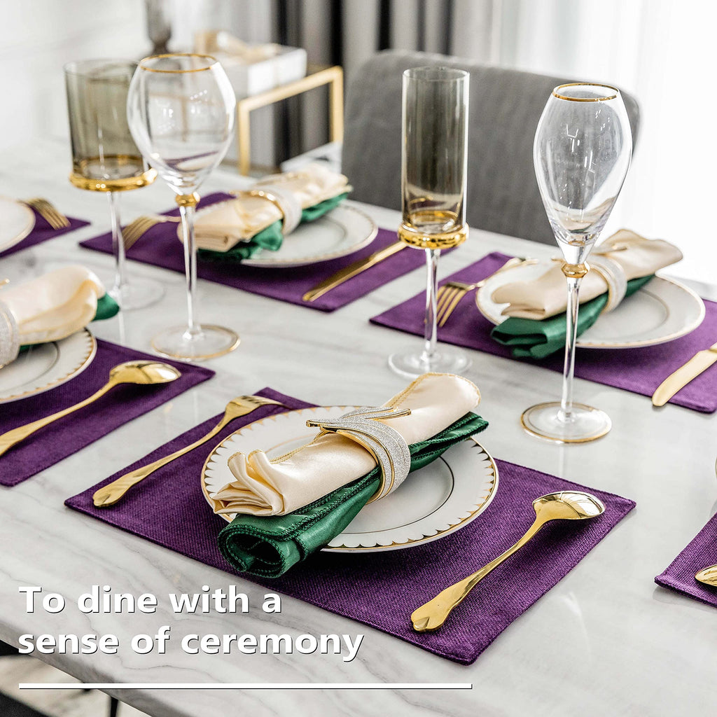 Cloth Placemats Set of 8 Heat Resistant Dining Table Place Mats Table, 13 x 19 inches, Purple