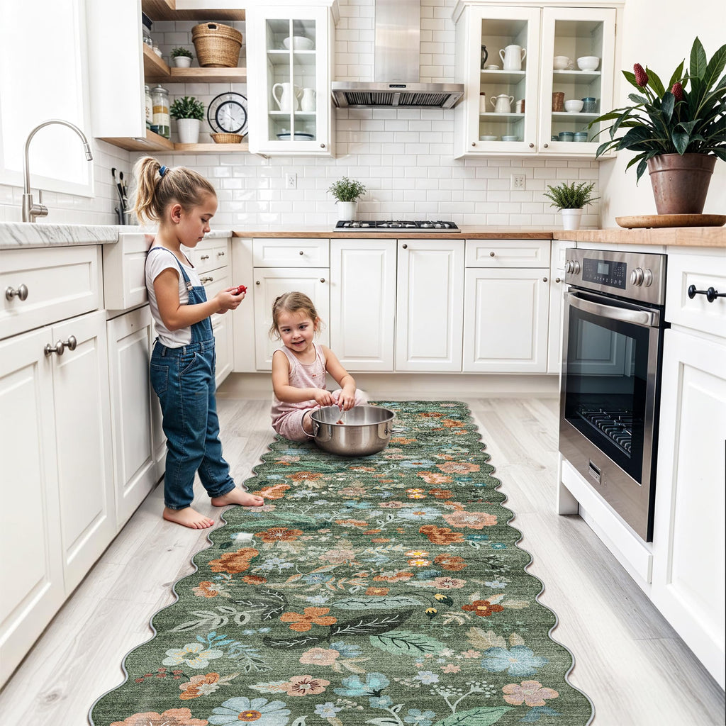 Washable 2x8 Hallway Runner Rug: Water-Resistant Kitchen Rug Soft Bedroom Carpet Non-Slip Indoor Hardwood Floor Mat