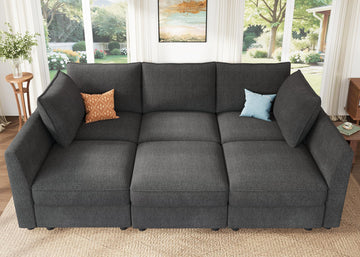 Modular Sofa Sectional Sleeper Couch with Storage Modular Couch Convertible Couches - Snowflake Velvet Grey