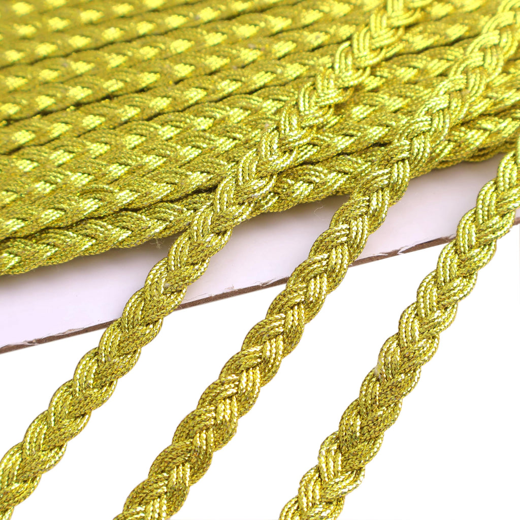 Gold Trim Metallic Floral Gimp Braid Trim Lace 0.3" Wide x 12 Yards Centipede Edge for Craft & Decor (Gold)